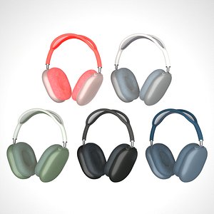 3D Headphone Apple AirPods Max AirPods low-poly