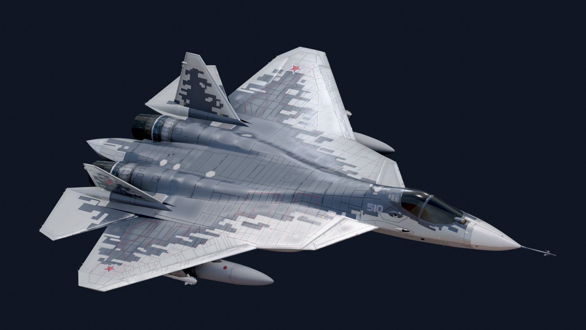 3D SU 57 Felon With High Resolution Textures - Fully Rigged Model ...