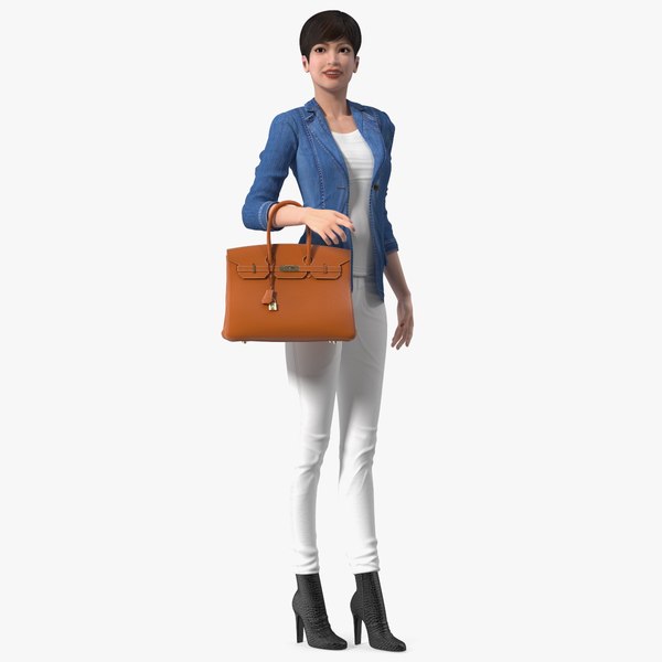 Asian Street Fashion Woman with Hermes Birkin Bag 3D