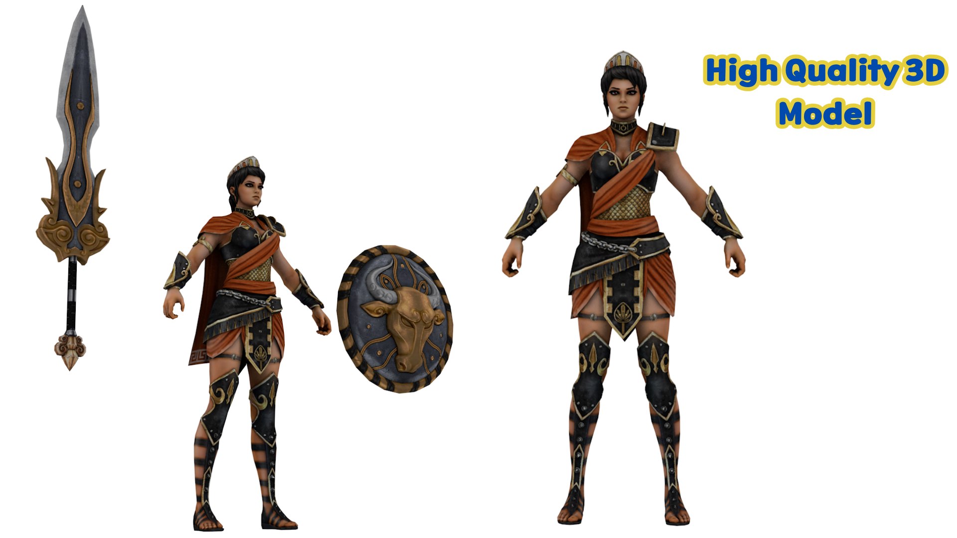 Ancient Female Warrior 3D Model With Ornate Sword 3D Model - TurboSquid ...