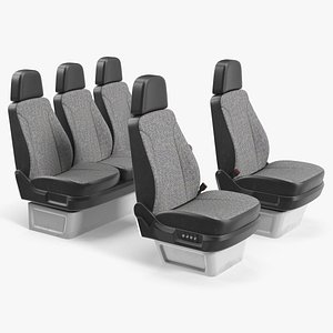 Commercial Van Seat Set with Headrests Gray Black