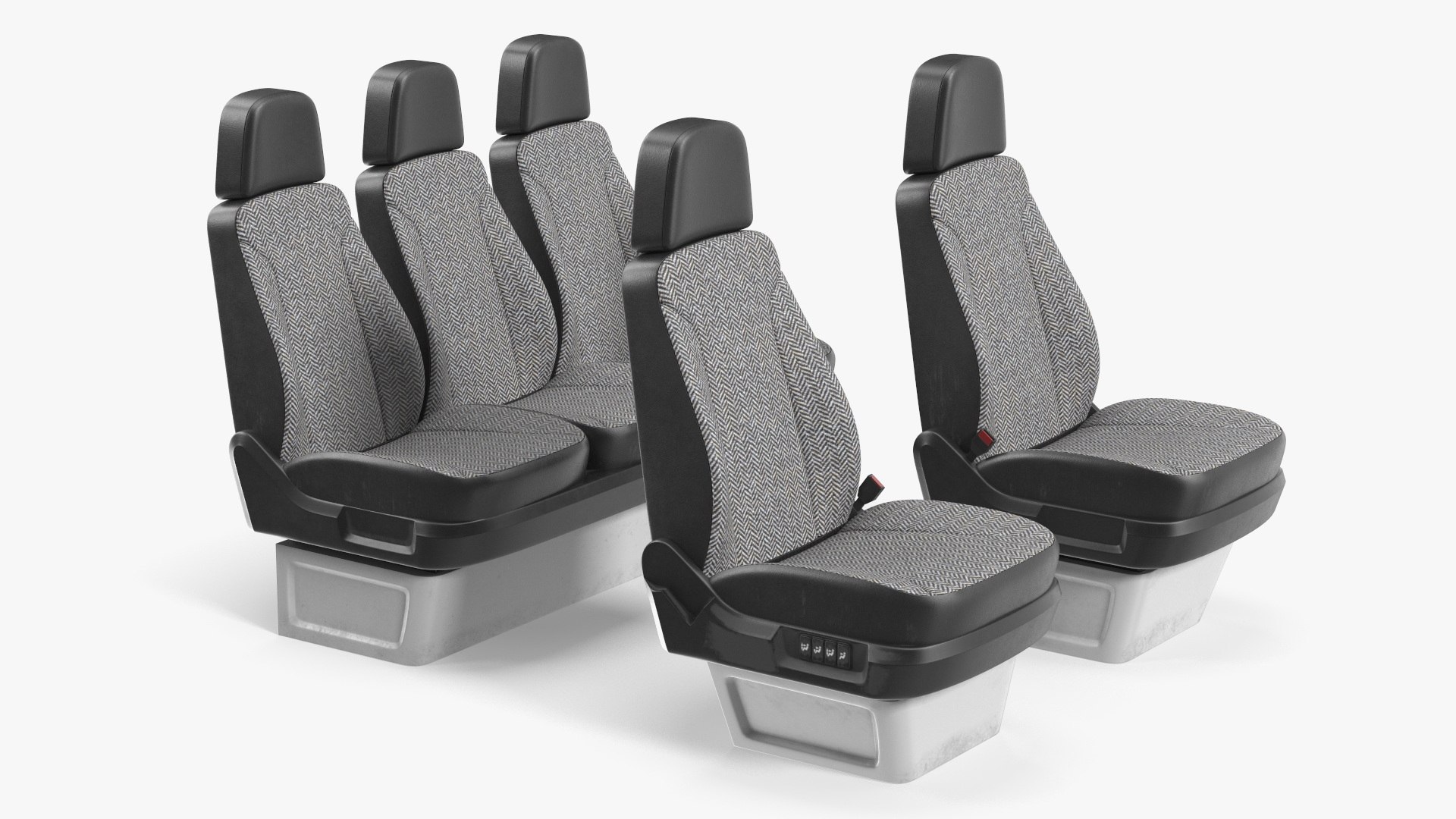 Commercial Van Seat Set with Headrests Gray Black 3D model preview
