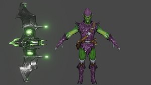 3D Green Goblin Low-poly