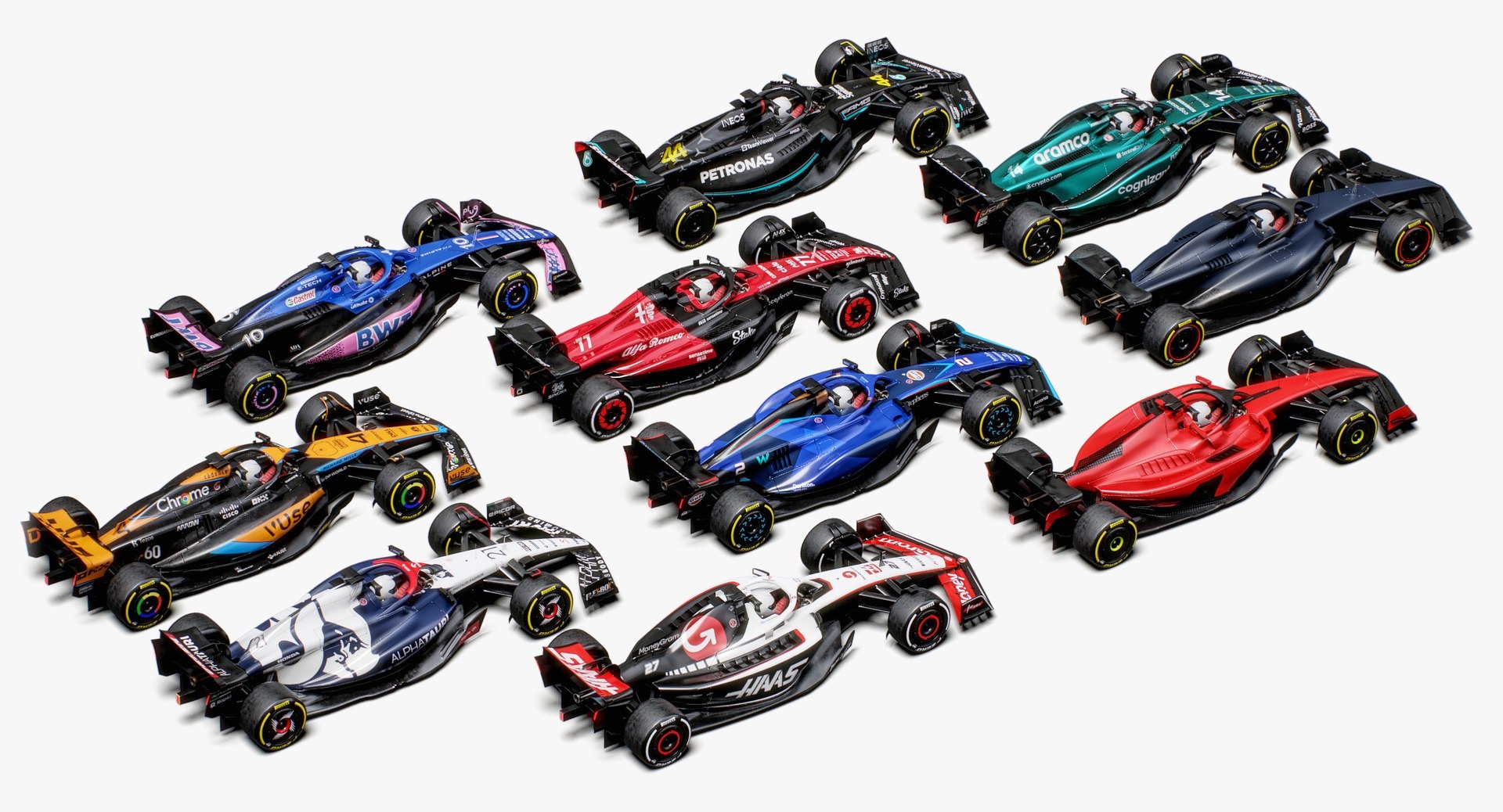 Formula 1 Season 2023 Race Car Collection 3D model https://p.turbosquid.com/ts-thumb/IQ/kUBPol/up/prev02/jpg/1680602464/1920x1080/fit_q87/9c968e2d45ed4a3e2ecc3a31991a61b6e6ae438d/prev02.jpg