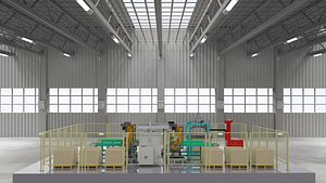 Carton production line 3D model