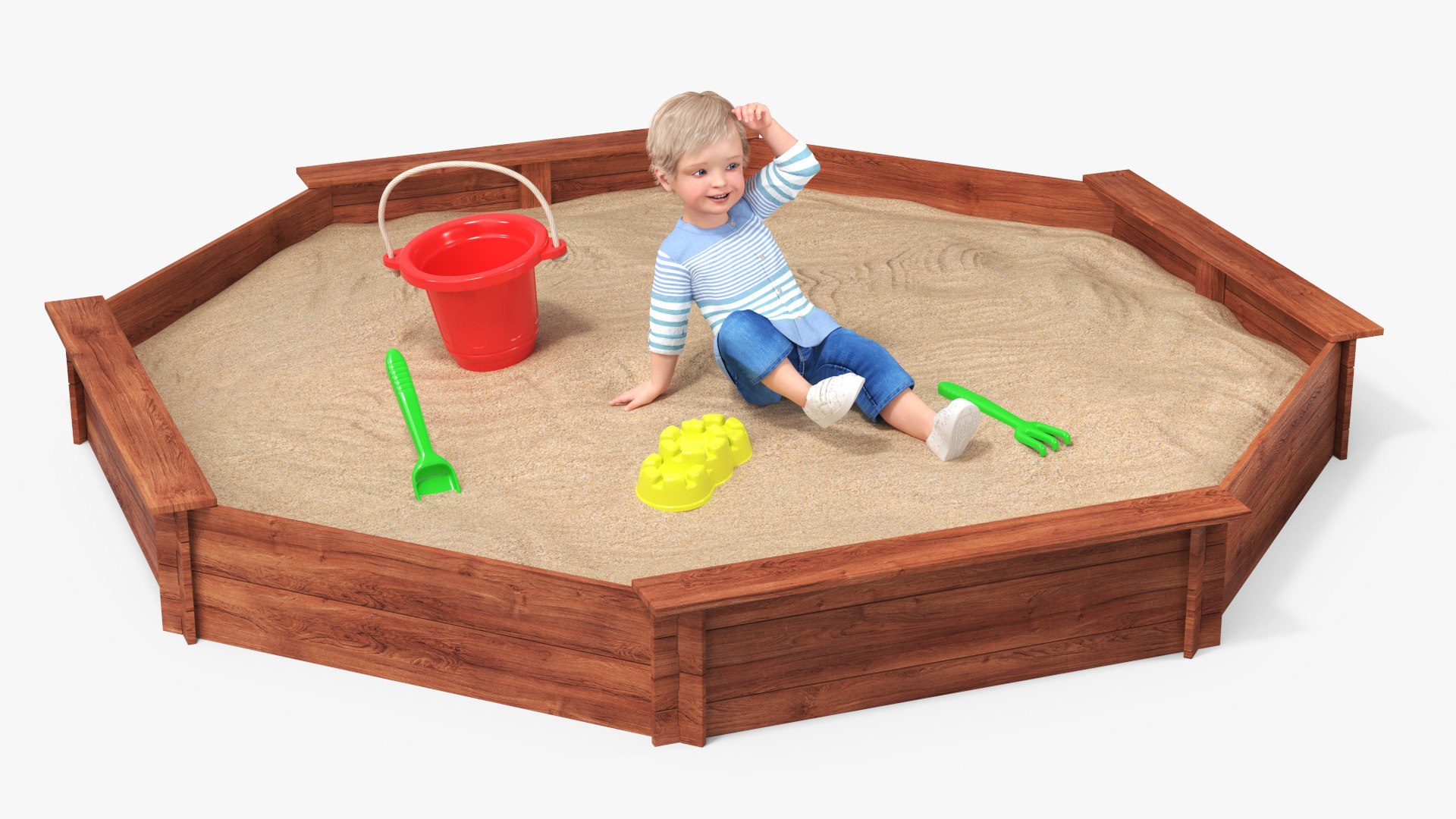 Small Child Playing in a Sandbox 3D model preview