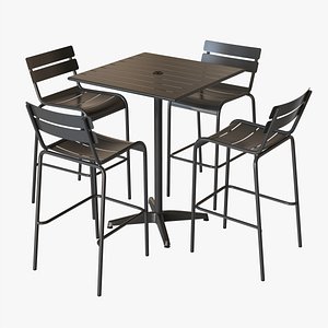 Bar Height Outdoor Table with Barstools