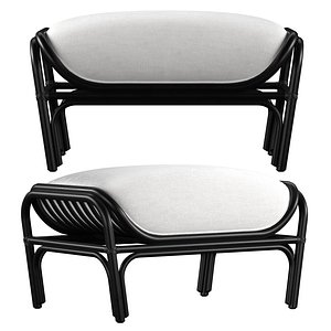 KYOTO ALU SOFA OTTOMAN 3D model