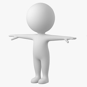 3D model Cute Stickman In T-Pose CAT Rig