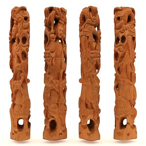 carved wood east asian sculpture