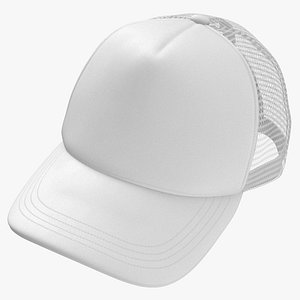 3D Trucker Hat Pose 01 Blank White and Branded Heather Basic Poses