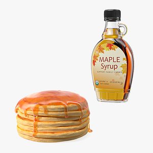3D Pancakes with Maple Syrup Collection model