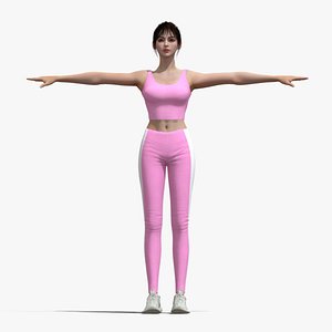 T-Pose Rigged Fitness Girl 3D