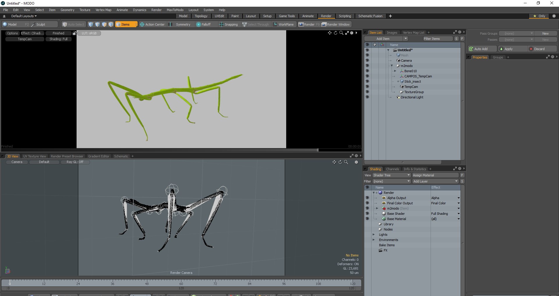 3D model stick insect green rigged - TurboSquid 1520307