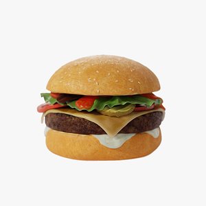 3D Cheeseburger Meal with french fries 3D model model