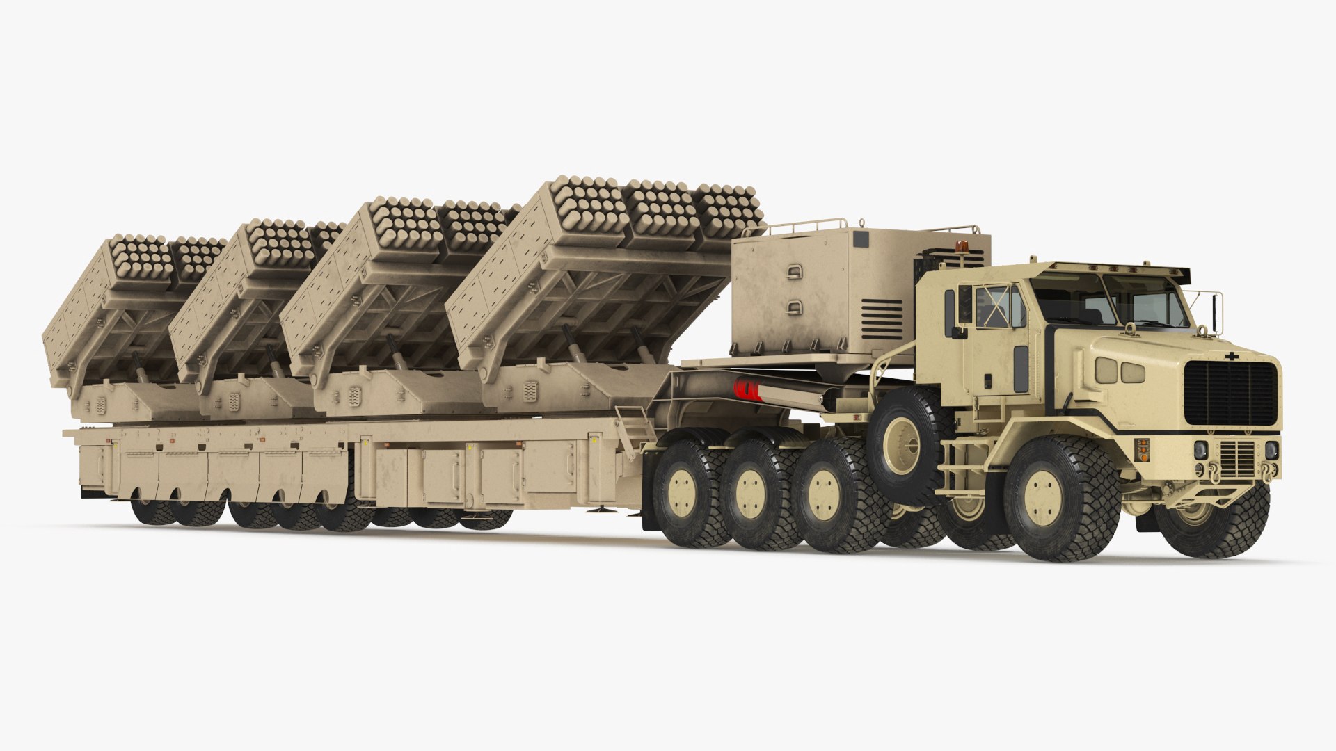 Military Transporter with Rocket Launch System Jobaria Sand 3D model preview