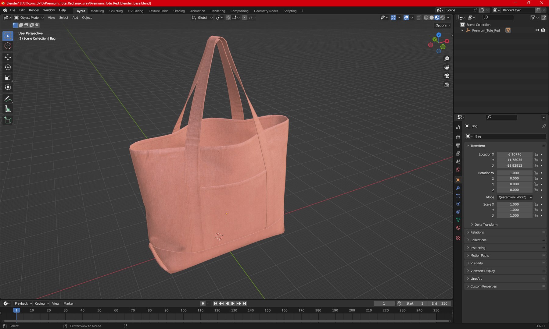 Premium Tote Red 3D Model - TurboSquid 2287602