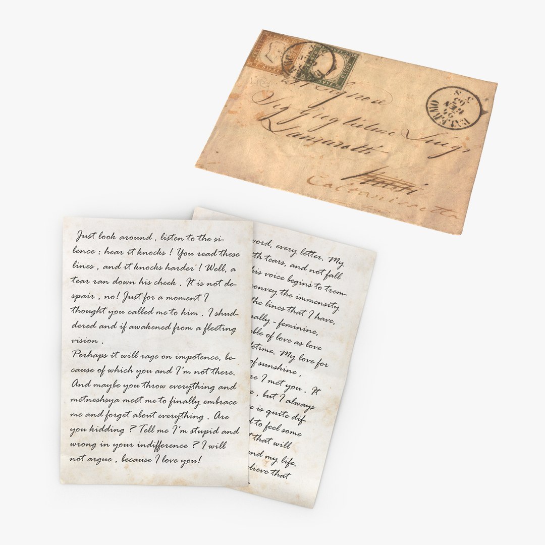 Old Paper Letters Collection 3D model preview