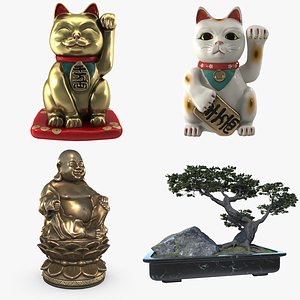 Asian Decor Set Maneki Neko model