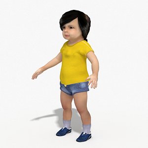 3D Casual Asian toddler Girl child kid female model