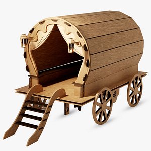 3D gypsy wagon caravan model