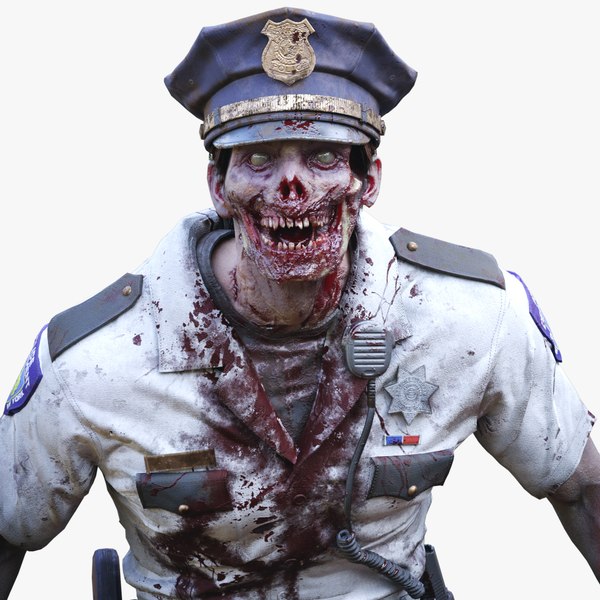 3D zombie police officer man character model