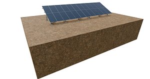 Lowpoly Ground Mounted Solar Panels-12 Rows of PV Modules 3D model