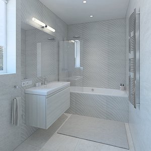 Bright bathroom with decorative tiles