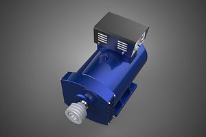 3D model BLUE ELECTRICAL GENERATOR MOTOR ALTERNATOR DYNAMO SHEAVE 3 TRACK