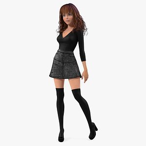 3D cartoon young girl youth model