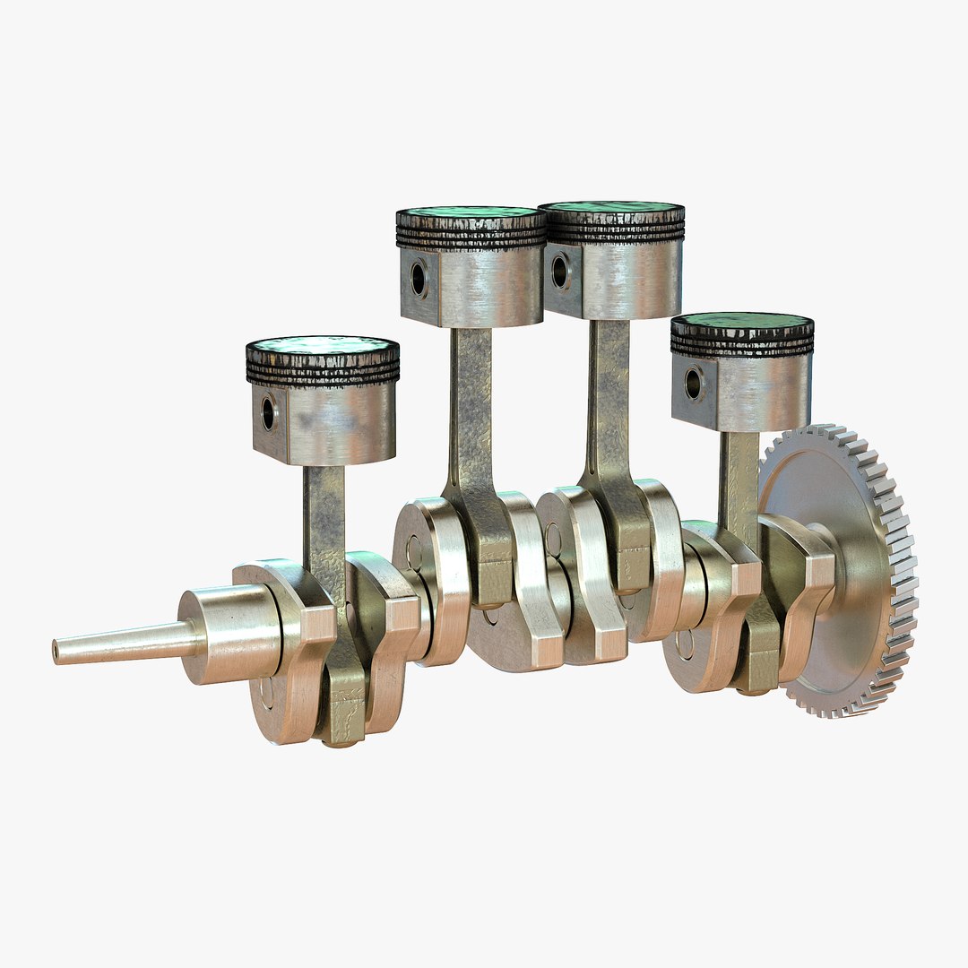 Engine Piston and Crankshaft Rigged 3D Model 3D model preview