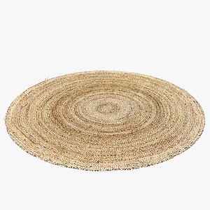 Hausattire Hand Woven Jute Braided Rug Round Natural Reversible Area