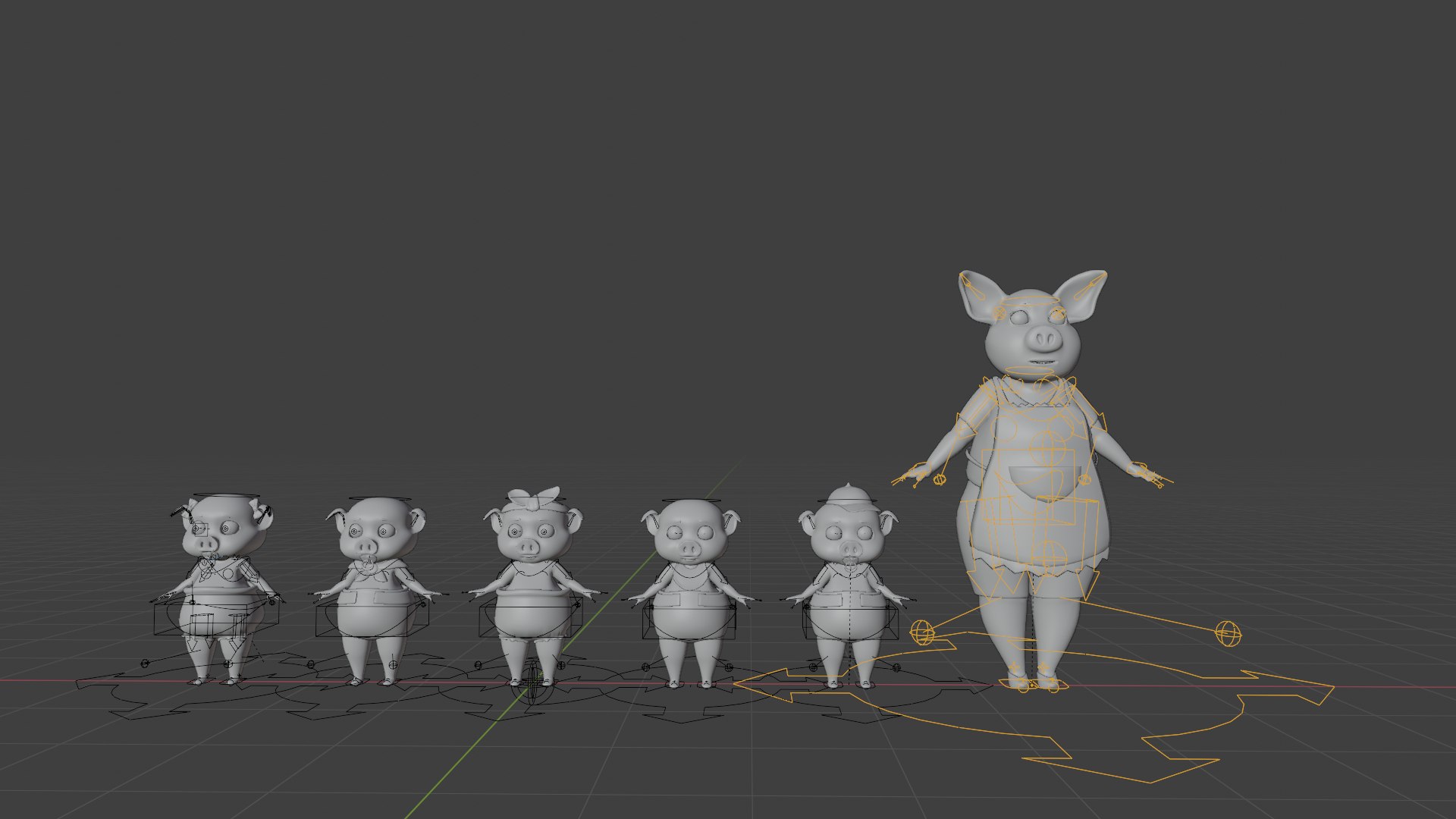 Cartoon Pig Family 3D Rigging Pack 3D Model - TurboSquid 1778538
