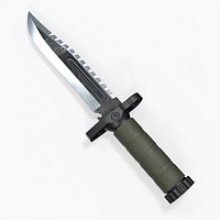 Post-apocalyptic Tactical Survival Knife Low-poly