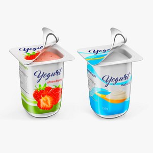 3D Mockup Yogurt Cups Half-open Collection