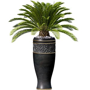 Decorative Palm Tree in oriental Arabic garden vase urn 3D model