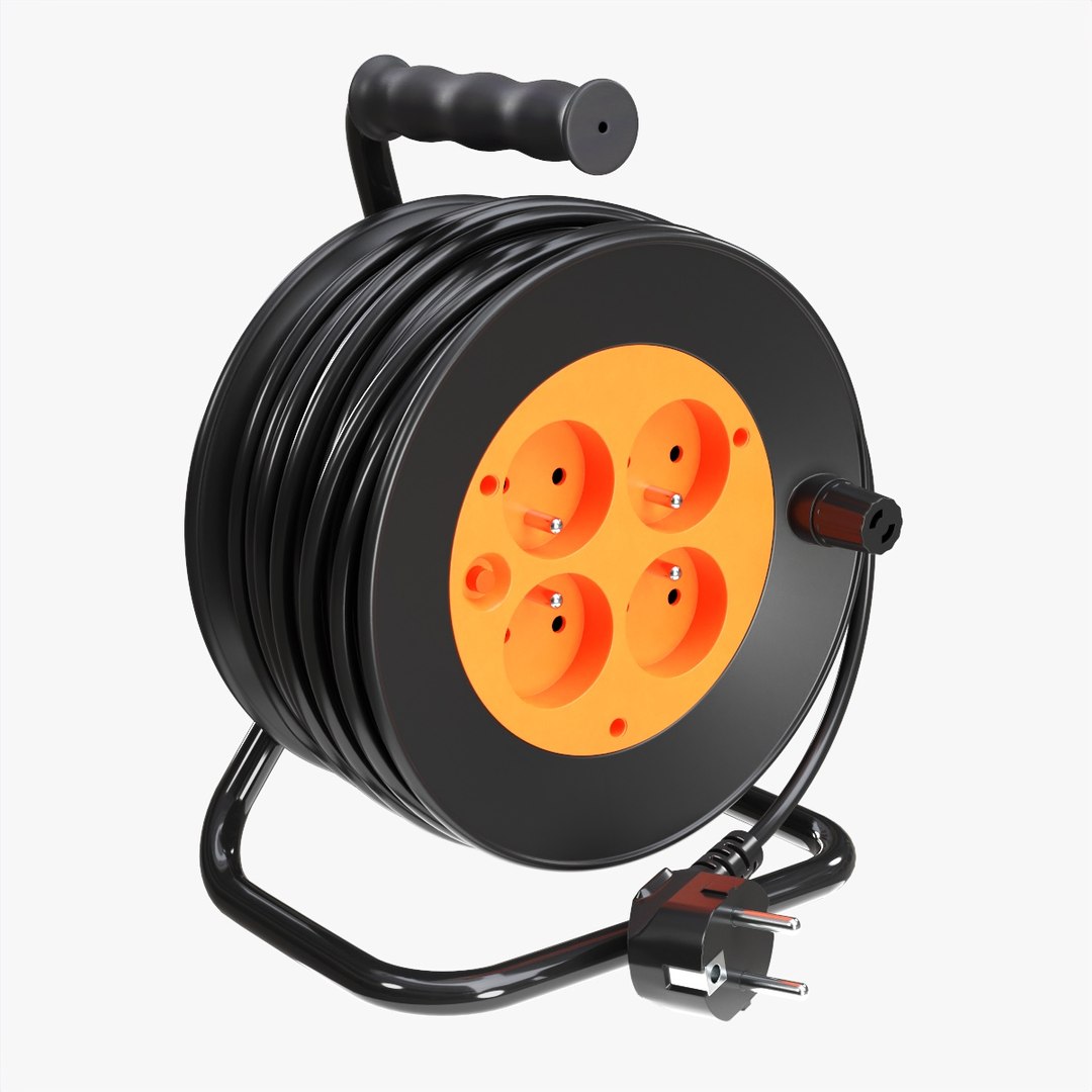 Extension Cord Reel With Sockets 01 3D Model - TurboSquid 1877117