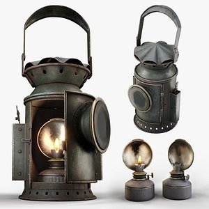 3D Old railway lamp
