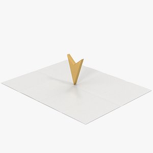 3D Map Paper And Gold Arrow Pin model