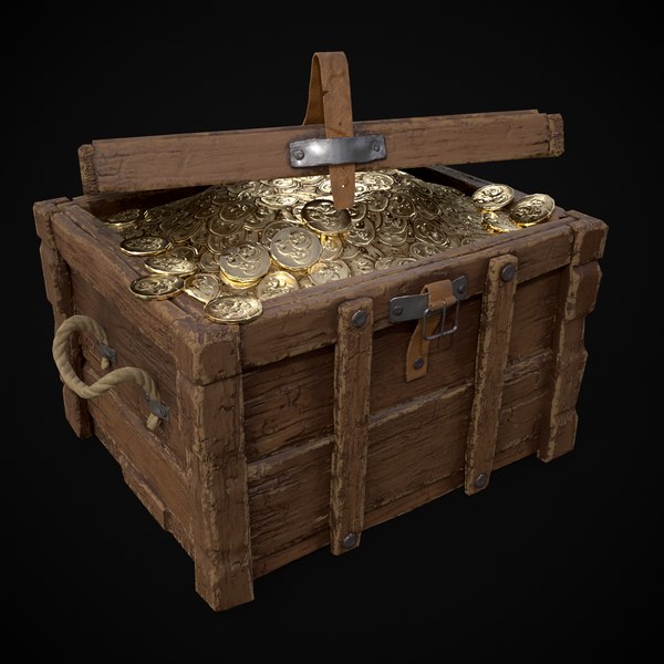 Chest Filled With Coins 3D