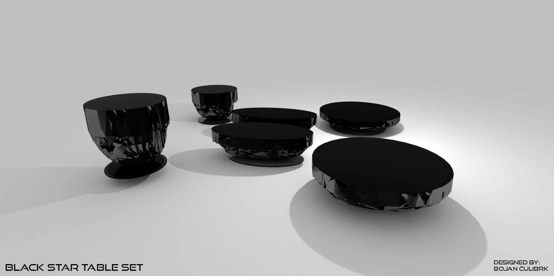3d Black Star Table Set Model
