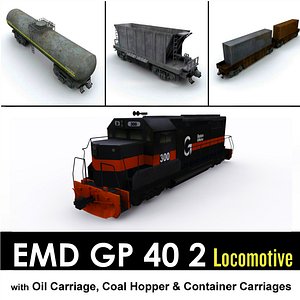 EMD GP40 with Cargo Carriages 3D model
