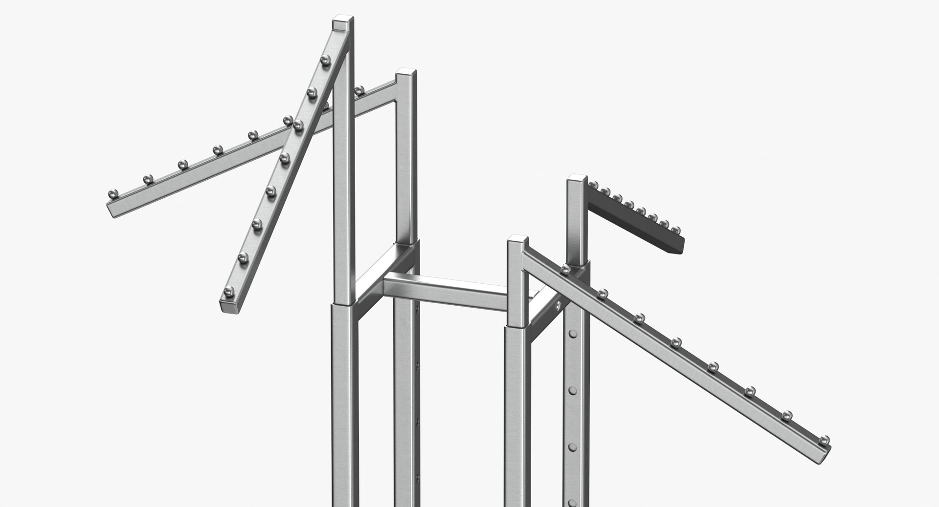 Clothing 4 Way Rack 02 Metal Black And White 3D Model - TurboSquid 1965920