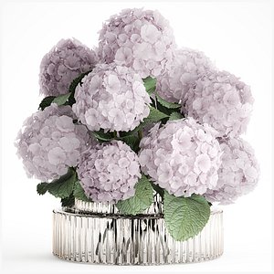 Modern Realistic Bouquet Vase  Lilac Pink Hydrange 613
