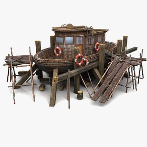 3d model ship old scaffold