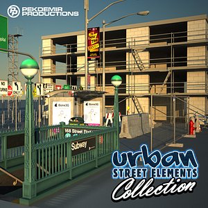 urban street elements 3d model