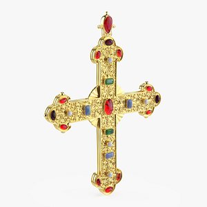 3D Medieval Ecclesiastical Cross Gold