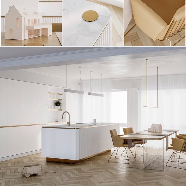 Modern interior scene 02 - kitchen 3D