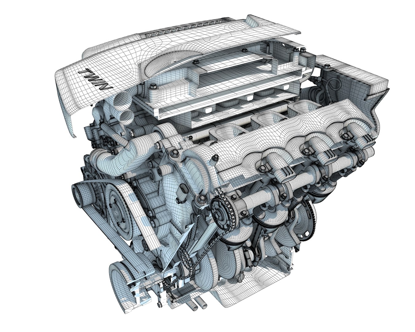 V6 Car Engine Cutaway Model - TurboSquid 1338666