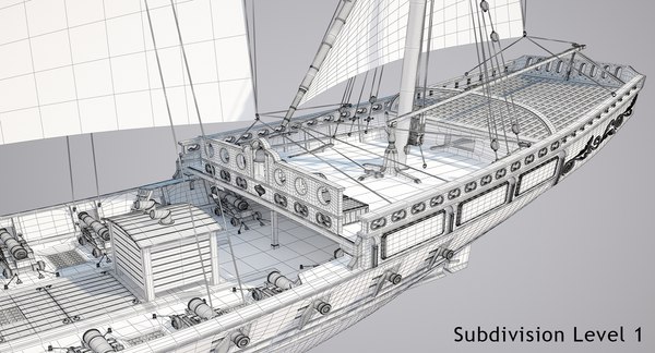xebec sailing ship 3d max